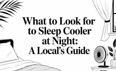 what to look for to sleep cooler at night bedroom illustration